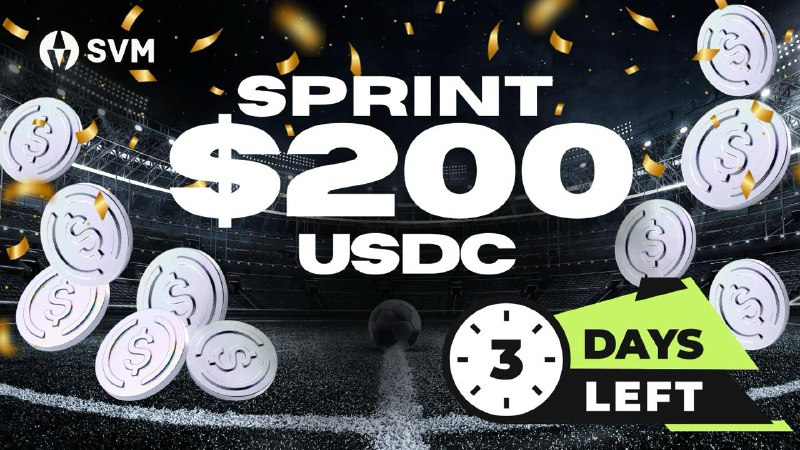 🚨 ONLY 3 DAYS LEFT 🚨

Sprint for $200 USDC before the clock hits zero ⏳
Join the race, complete the quests, and secure your spot on the leaderboard.

🔗zealy.io/cw/sportvaluet…

#Web3 #Zealy #Airdrop #CryptoRewards #USDC