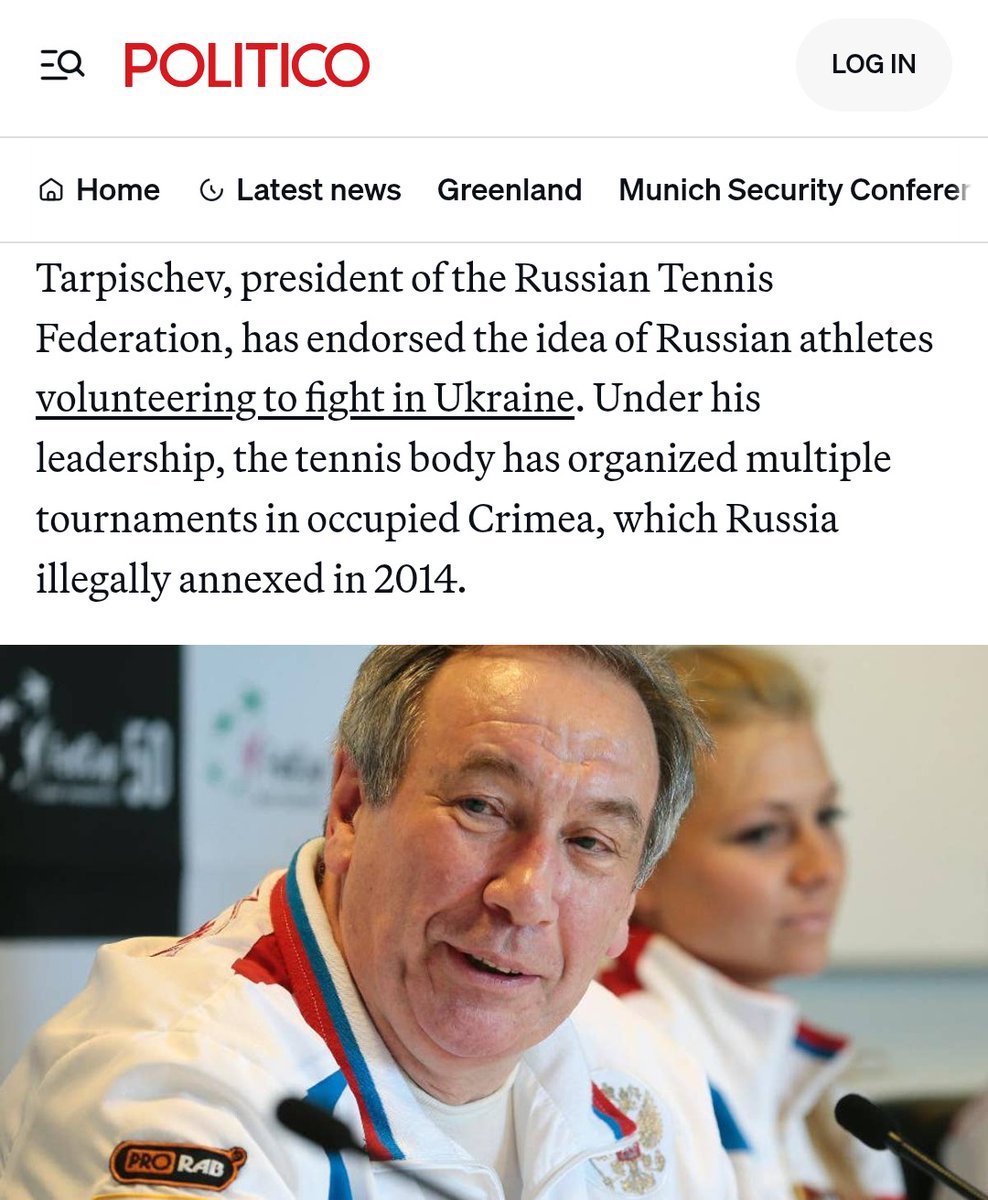 Krievu fašists Šamils ​​Tarpiščevs ir pilntiesīgs SOK loceklis. Viņš skaļi atbalsta Krievijas sportistu mobilizāciju Ukrainas karam. Pretēji ķiveres ar kritušo olimpisko sportistu sejām nēsāšanai, viņa publiskās nostājas acīmredzot atbilst olimpiskajiem noteikumiem.