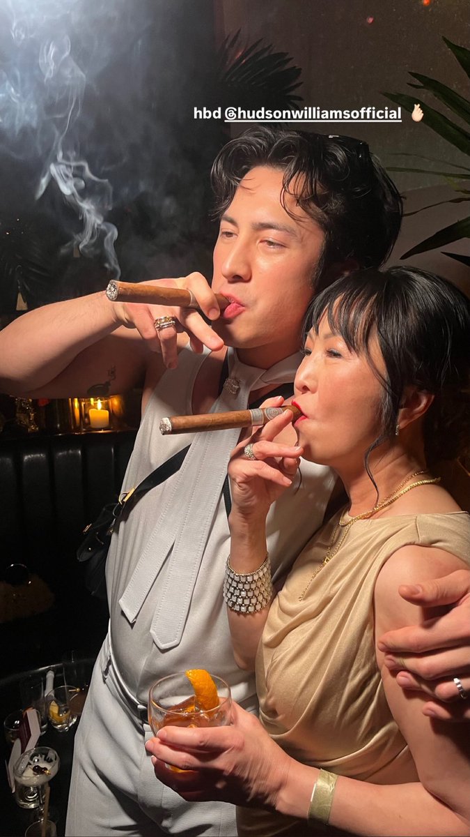 Hudson Williams and his mom at Gold House’s Lunar New Year Celebration in NYC via milesjee.