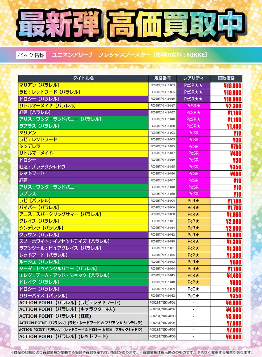 ユニアリ #ユニオンアリーナ こちら プレシャスブースター 勝利の女神