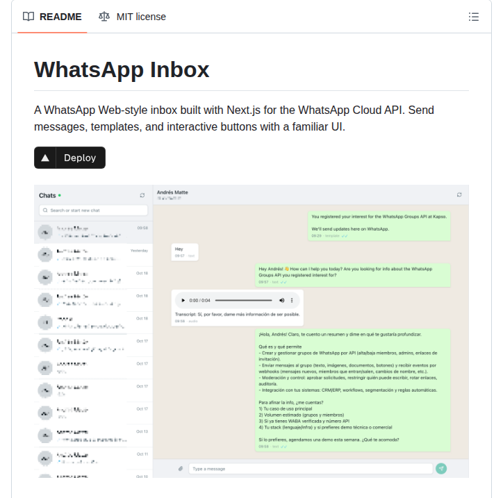 Next.js interface for WhatsApp Cloud API

github.com/gokapso/whatsa…