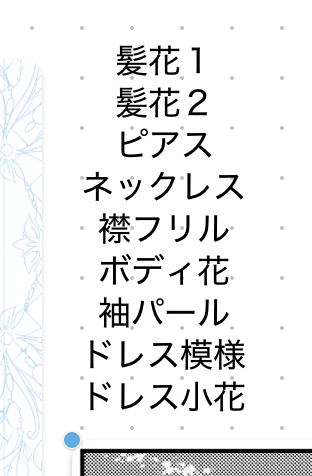 おめかしドレス描くのが楽しくて装飾をあれこれ付けてたら描き忘れ多発しすぎてチェックリスト作った…