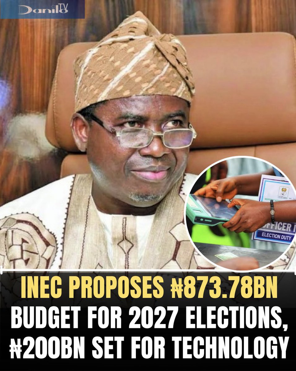 Danilo___TV's tweet image. #DaniloUpdate — (Politics &amp;amp; Elections 🗳️)
The Independent National Electoral Commission has proposed a ₦873.78 billion budget for the 2027 general elections.

INEC Chairman Joash Amupitan presented the breakdown to the Nigerian Senate and House of Representatives joint committee