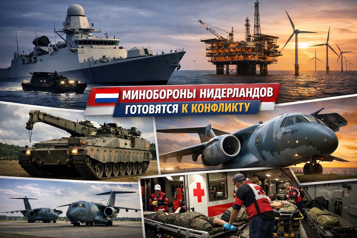 🇳🇱 Минобороны Нидерландов готовится к потенциально возможному масштабному конфликту: усилят защиту критической инфраструктуры, начнут отслеживать «тёмные суда» новыми радарами, закупят эвакуационные танки и медпоезда, а транспортники C-390 заменят C-130 с 2027 года.
