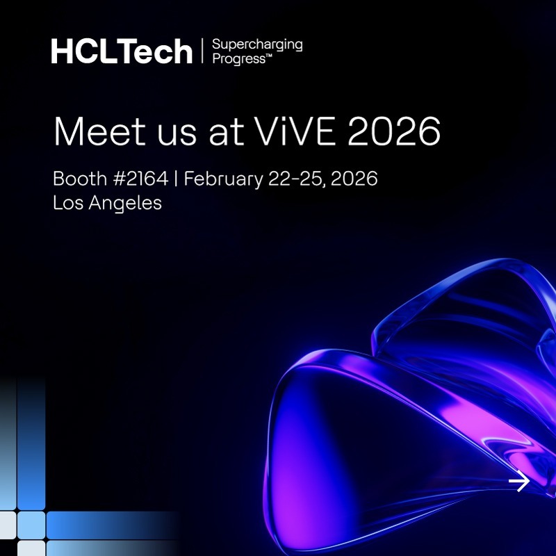 hcltech's tweet photo. Headed to ViVE 2026? Connect with HCLTech to explore AI-powered healthcare solutions focused on operations, cost efficiency and enterprise-scale transformation. Discover how transformation delivers value. Meet us at booth 2164.