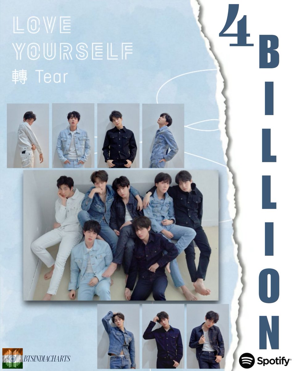 “Love Yourself: 轉 'Tear'” by <a href="/BTS_twt/">방탄소년단</a> has surpassed 4 BILLION streams on Spotify!

CONGRATULATIONS BTS
POP TITANS BTS
HISTORY CREATOR BTS
#LY_Tear4BillionOnSpotify