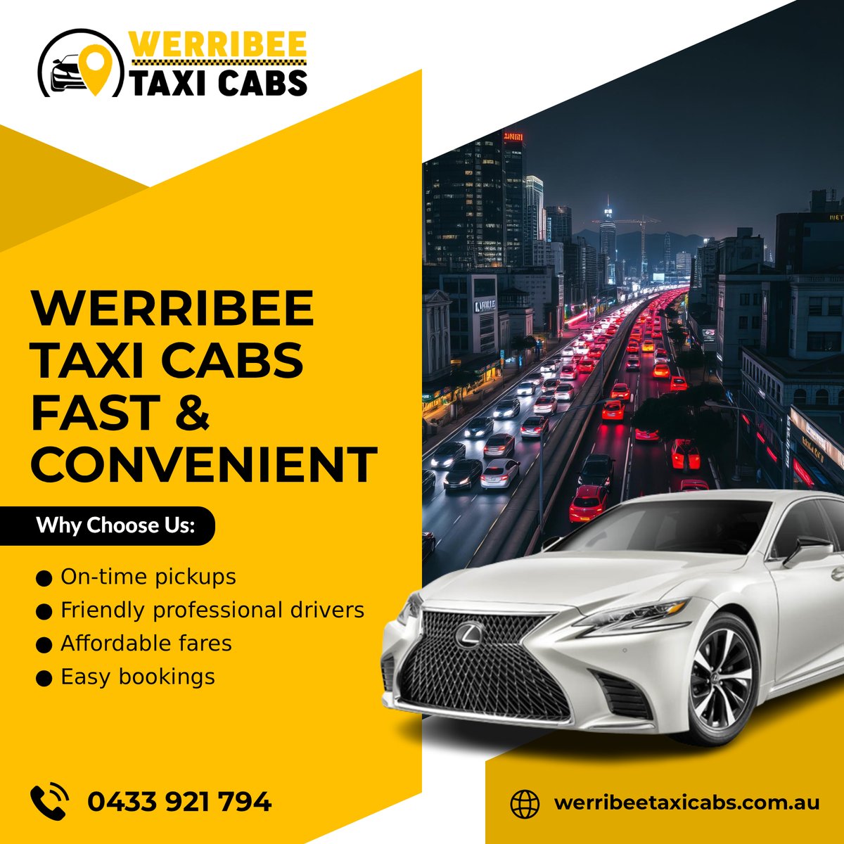 werribeetaxicab's tweet image. Need a quick ride in Werribee? 🚖
 Werribee Taxi Cabs = fast, convenient &amp;amp; reliable.
📞 0433 921 794
🌐 werribeetaxicabs.com.au

#WerribeeTaxi #FastRide #TaxiService #MelbourneTaxi #LocalTransport