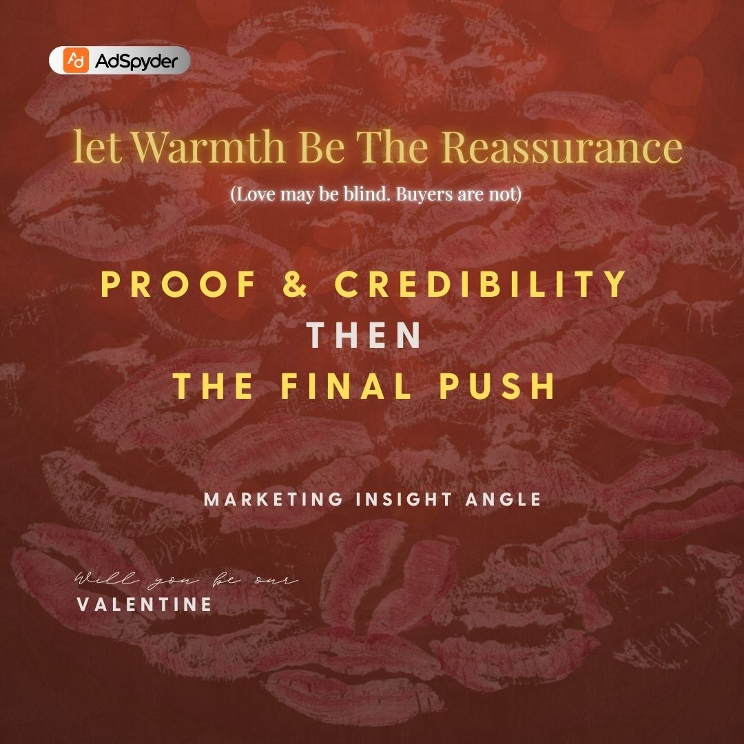 AdSpyderio's tweet photo. Valentine’s Day Final Push Tip 
Attention attracts. Trust converts.

Reviews + UGC + guarantees = confidence.
“It’s not too late” + inclusivity = last-minute conversions.

#valentinescampaign #digitalmarketing #adstrategy #marketinginsights #adspyder https://t.co/3NdMzQ0nkR