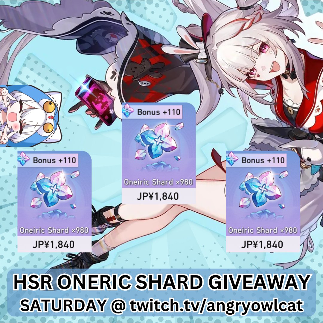 ✨4.0 HSR CELEBRATION GIVEAWAY!!!

🗒️Rules: 
- Like 👍
- Repost 🔁
- Follow  X and Twitch ❤️
- Be present at AngryOwlCat Twitch stream during the raffle 🎮

👑Bonus: +1 winner for the best comment under this post which character truly deserves to become an Aeon and why?

📅