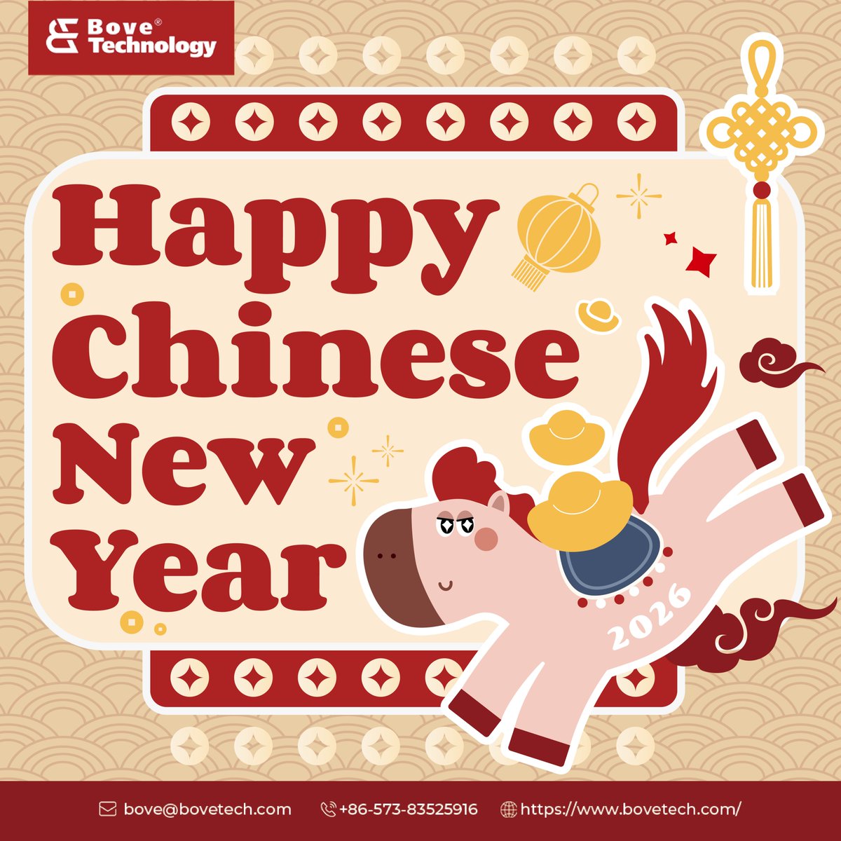 BoveTechnology's tweet photo. 🎉 Happy Chinese New Year! Welcome to the Year of the Horse 2026 🐎
Thank you to all our customers and partners for your trust and support throughout 2025.
Wishing you success, health, and breakthroughs in the year ahead! 🌟
 #ChineseNewYear2026 #SmartWater #AMI #IoT https://t.co/5ydxZalt7c