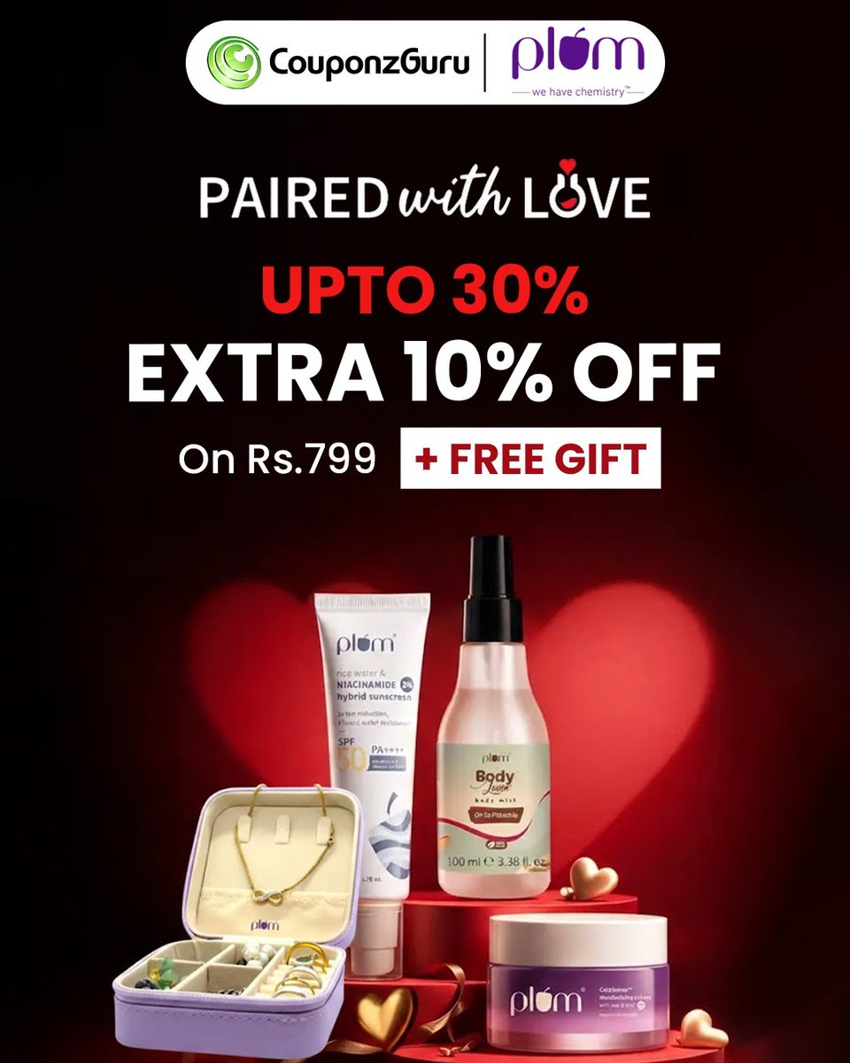 couponzguru's tweet image. Valentine Special !!

- Get Upto 30% Off On Cosmetics &amp;amp; More.
- Avail Extra 10% Off On Rs.499 &amp;amp; Instant Upto 12% CB.
- Also, Don't Miss Out On Free Gifts

Check out CouponzGuru To Avail The Code.

#Cosmetics #exclusive #Code #skincareproducts #CouponzGuru