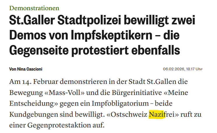 Es ist immer das Gleiche. Setzt man sich GEGEN einen Zwang und FÜR seine Rechte ein, gilt man als Nazi.

Mann Mann Mann...🤦‍♀️🤦‍♀️🤦‍♀️🤦‍♀️

#LinkerWahn