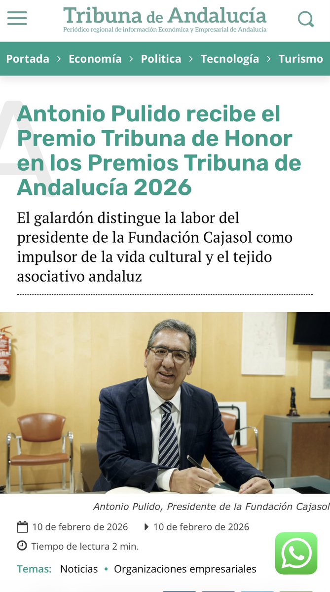 Jguay68's tweet photo. @caba_del @Pepe_Fdez @elcierredigital @jlgaliacho Vaya arranque de año el de Pulido: viajecito a NY “institucional”, premio cortesía de la exjefa de prensa de Juan Marín y, por supuesto, todo con cargo a la Fundación Cajasol, no nos engañemos😏Filantropía de altos vuelos con pólvora del Rey. 
¿Quién dijo miedo? ✈️🏆 https://t.co/JQ9kt22TYh