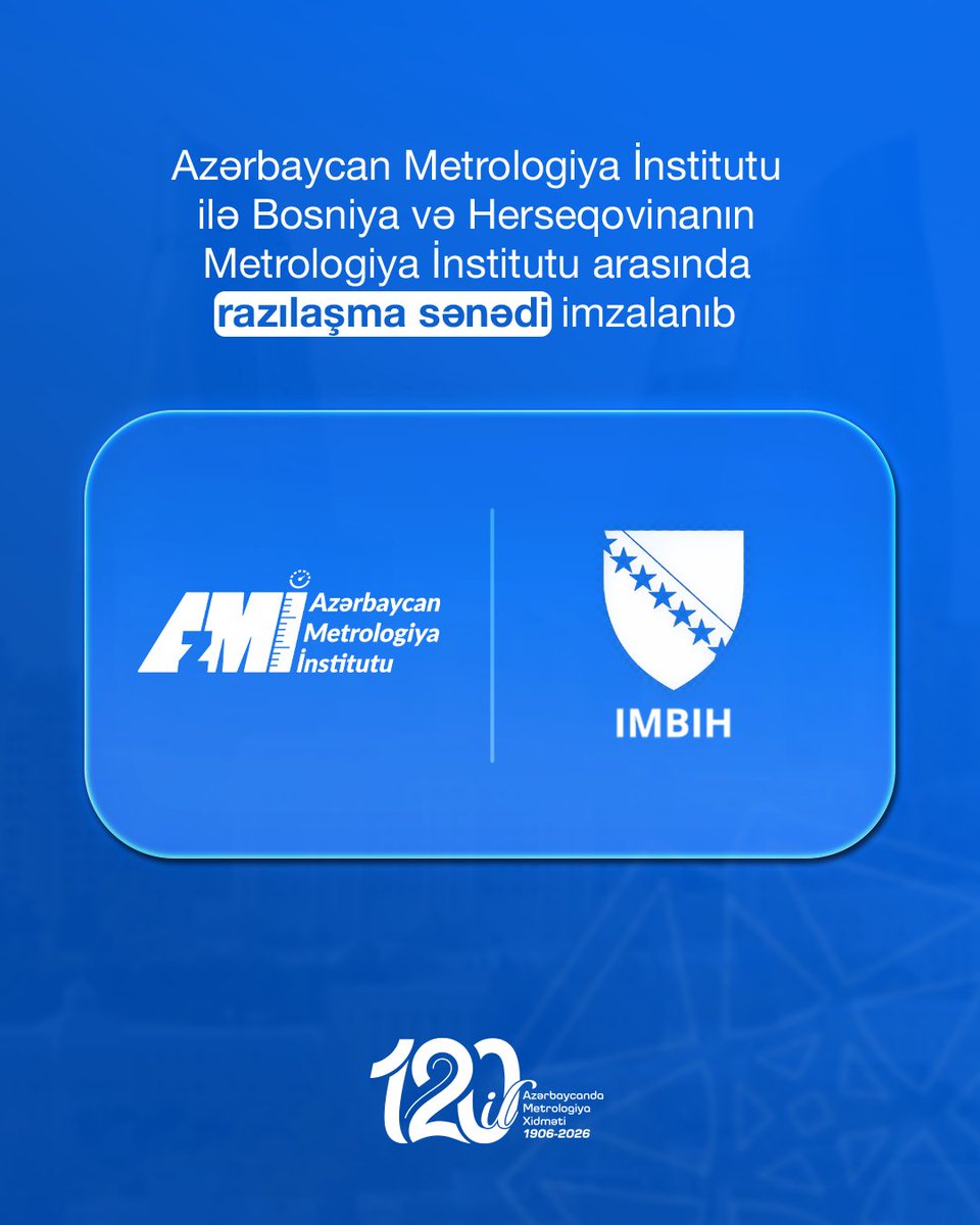 azmetrology's tweet photo. Azərbaycan #Metrologiya İnstitutu ilə Bosniya və Herseqovinanın Metrologiya İnstitutu (#IMBIH) arasında razılaşma sənədi imzalanıb.
Ətraflı - https://t.co/pCMJGnuhSx
#AzMİ https://t.co/mFC0sHWd0W