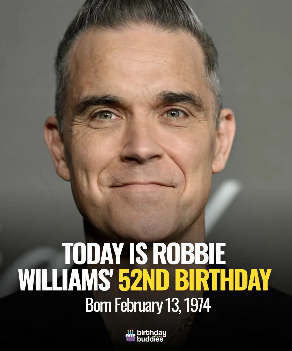 Cheers to 52 years of swagger, hits, and unforgettable moments! From “Angels” to chart-topping magic, Robbie Williams keeps proving age is just a number. Happy birthday, legend! 🎉🎤