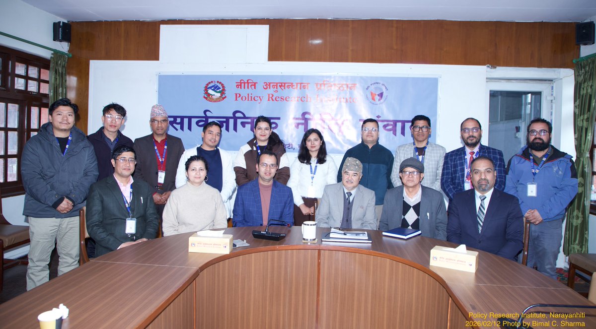 नीति अनुसन्धान प्रतिष्ठानमा २०८२ माघ २९ (February 12, 2026) का दिन Ritsumeikan Asia Pacific University, Beppu, Japan का Social Welfare विषयका सह-प्राध्यापक डा. दीपेन्द्र केसीले तेस्रो क्षेत्र (third sector) को बारेमा एक प्रवचन दिनुभयो।
tinyurl.com/mr45hue3