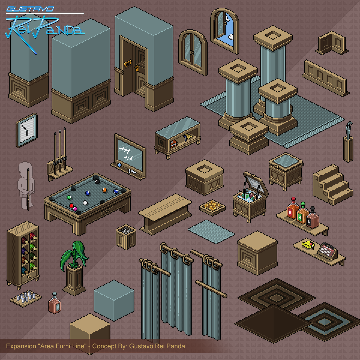 Over 12 hours of streaming on Twitch, but it's finally ready! I created a concept imagining an expansion for the "Area" furniture line, one of my old favorites. I hope you like it!  

#Habbo #HabboHotelOrigins <a href="/Habbo/">Habbo</a> <a href="/HabboOrigins/">Habbo Hotel: Origins</a>  
 #Art #Design #PixelArt #Furniture