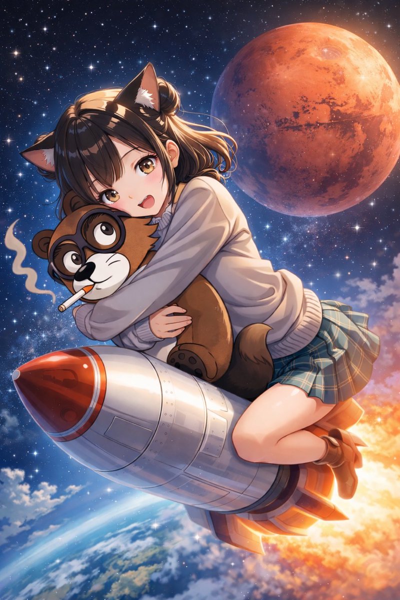 火星までいけー😆🚀 #abc #GYANBLUE #Wowoo #にゃん乃ちゃん #みー娘