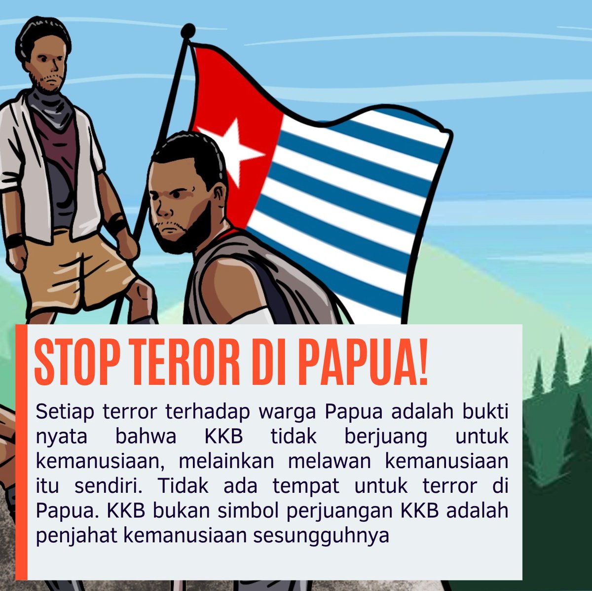 DengRama's tweet photo. Aksi kejam KKB sangat mencederai nilai kemanusiaan. Gerakan Stop Teror  di Papua harus terus disuarakan untuk melindungi hak hidup warga sipil  yang tak berdosa. #TUMPASKKB https://t.co/lHKNwvZAn7