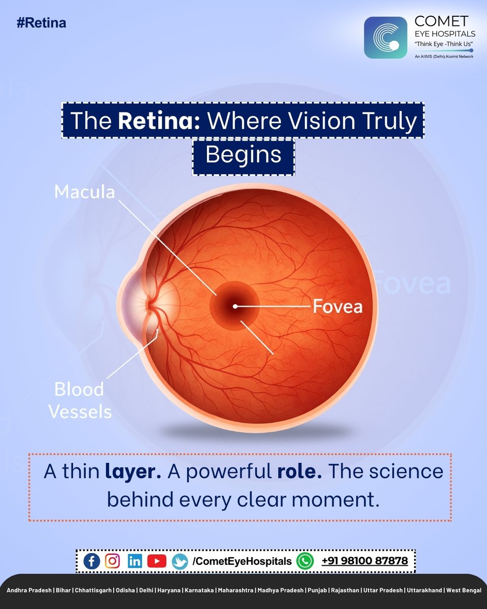 Cometeyecare's tweet photo. Vision feels simple, but it begins with complex retinal processing. Every detail you perceive relies on this finely tuned neural layer.
Contact us on: +91 98100 87878
#retinaawareness #retinacare #healthyeyes #macula #ophthalmology #clearvision #eyeclinic #cometeyehospitals https://t.co/1nY8kv6zKo