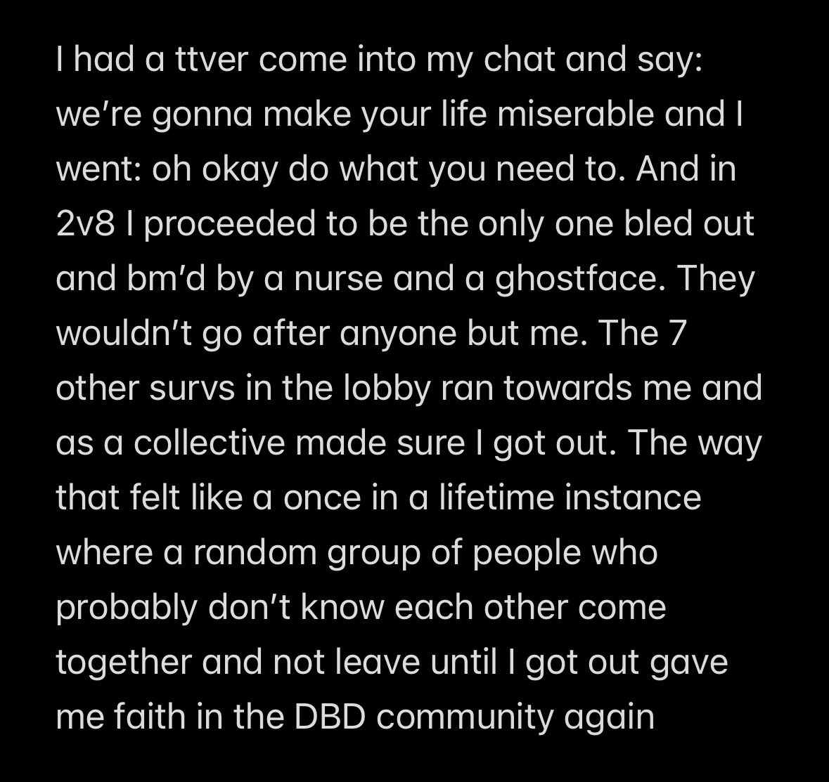 DBD soloque can be a caring experience sometimes ❤️