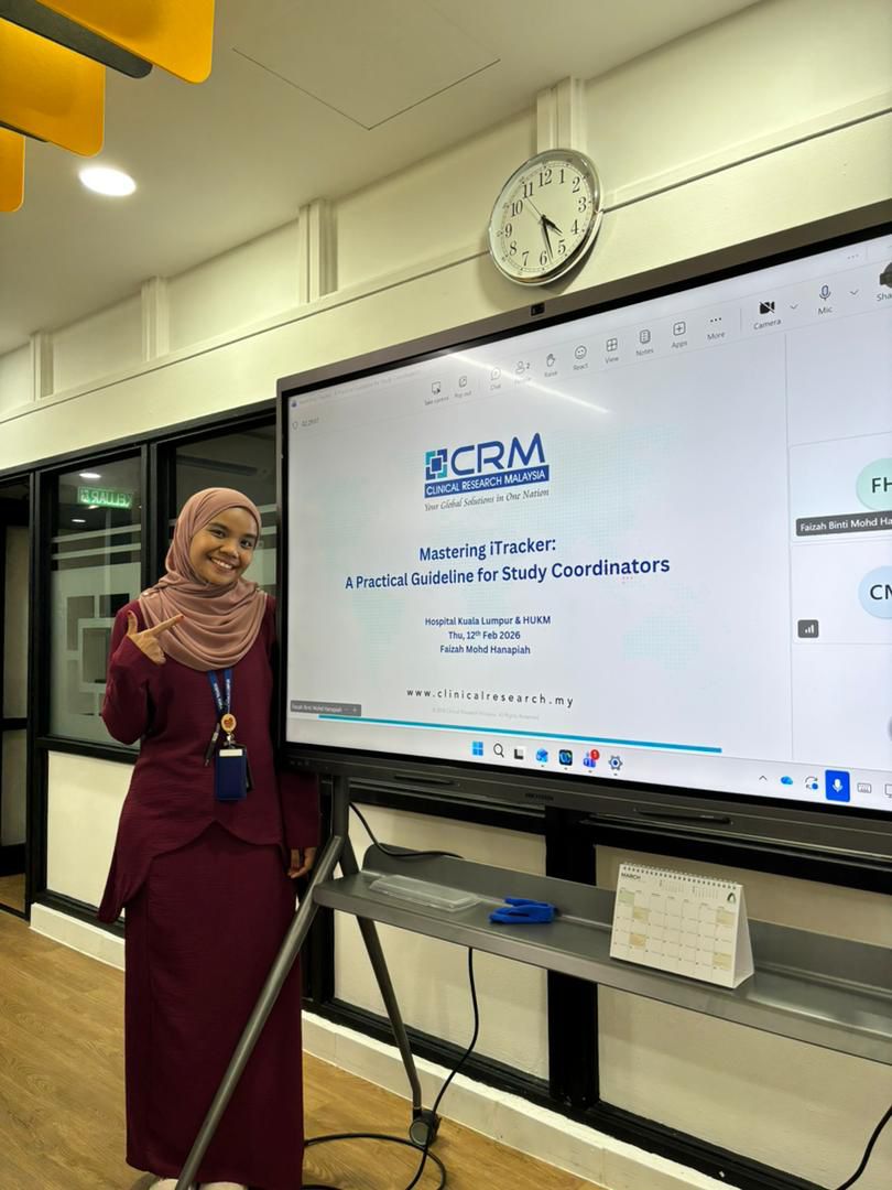 iTracker In-House Training was successfully conducted for CRM Study Coordinators in Hospital Kuala Lumpur, Hospital Tunku Azizah and Hospital Universiti Kebangsaan Malaysia on 12 February 2026.

The session focused on enhancing system proficiency, strengthening workflow