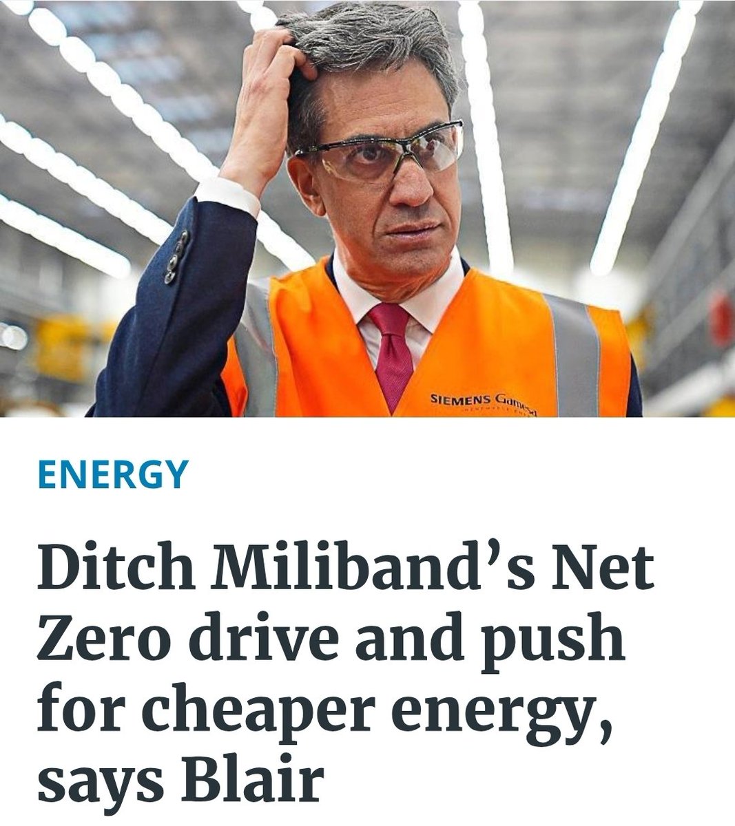 Ed Miliband has every right to look confused. His insane drive for Net Zero is based on an incomplete understanding of the issues, relying solely on a scientific orthodoxy that can only be challenged at the price of professional ostracism.

If even Blair knows it's nonsense, it's