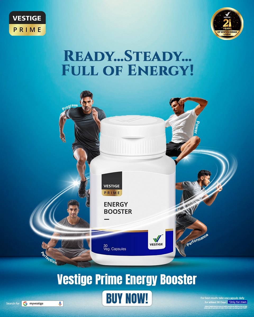 vestigemkt's tweet image. Let every moment of your life become full of energy with Vestige Prime Energy Booster.

Buy now
#Vestige #EnergyBooster #energylevel
