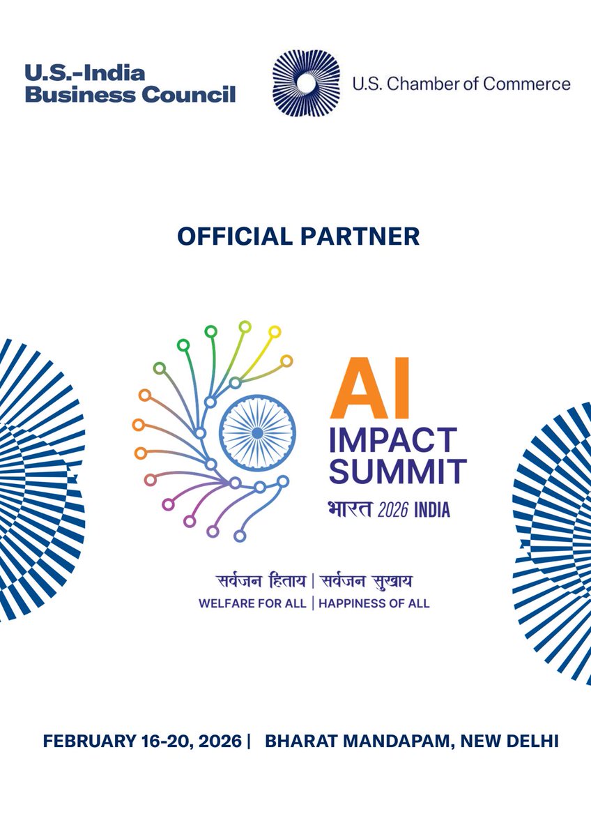 We’re proud to announce that U.S.-India Business Council (USIBC) and the U.S. Chamber of Commerce are Official Partners with the Ministry of Electronics and Information Technology (MeitY) for the AI Impact Summit 2026.

Together, we look forward to advancing the U.S.-India