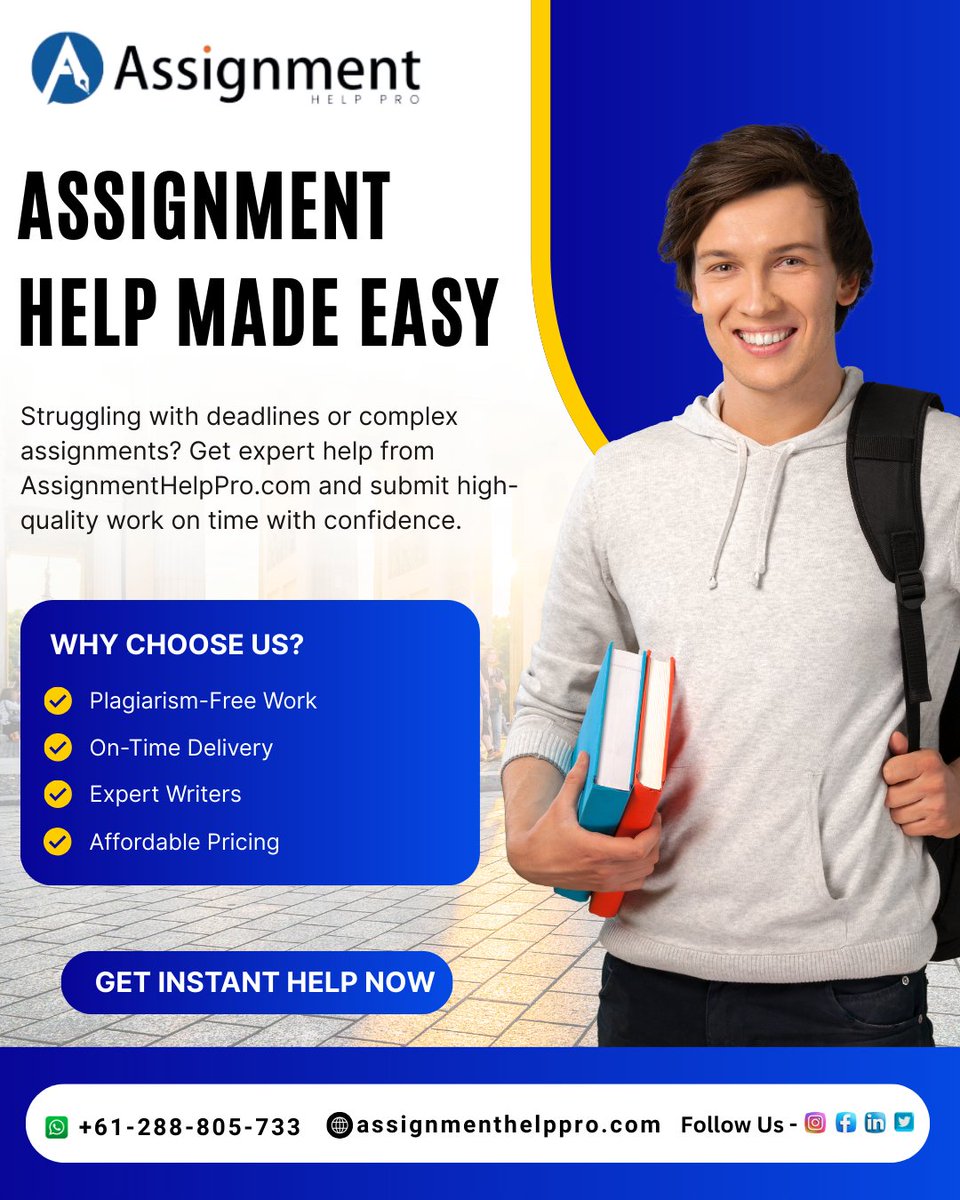 proassignmentau's tweet photo. Struggling with assignments? 📚
Get plagiarism-free, expert-written work delivered on time — stress free!
🌐 https://t.co/SzoAwr9oi4
📲 +61-288-805-733

#AssignmentHelp #HomeworkHelp #StudentLife #AcademicSuccess #AssignmentHelpPro https://t.co/OkeFhEWGWA