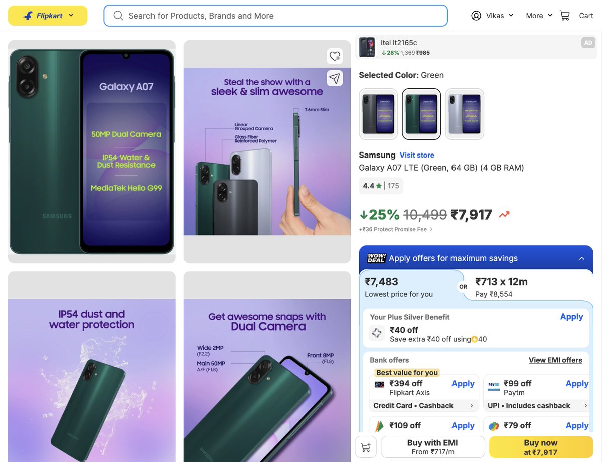 The worst UI I have ever seen of a shopping website.

- Too cluttered to understand
- Not optimised for most of the monitors/laptops

<a href="/Flipkart/">Flipkart</a>