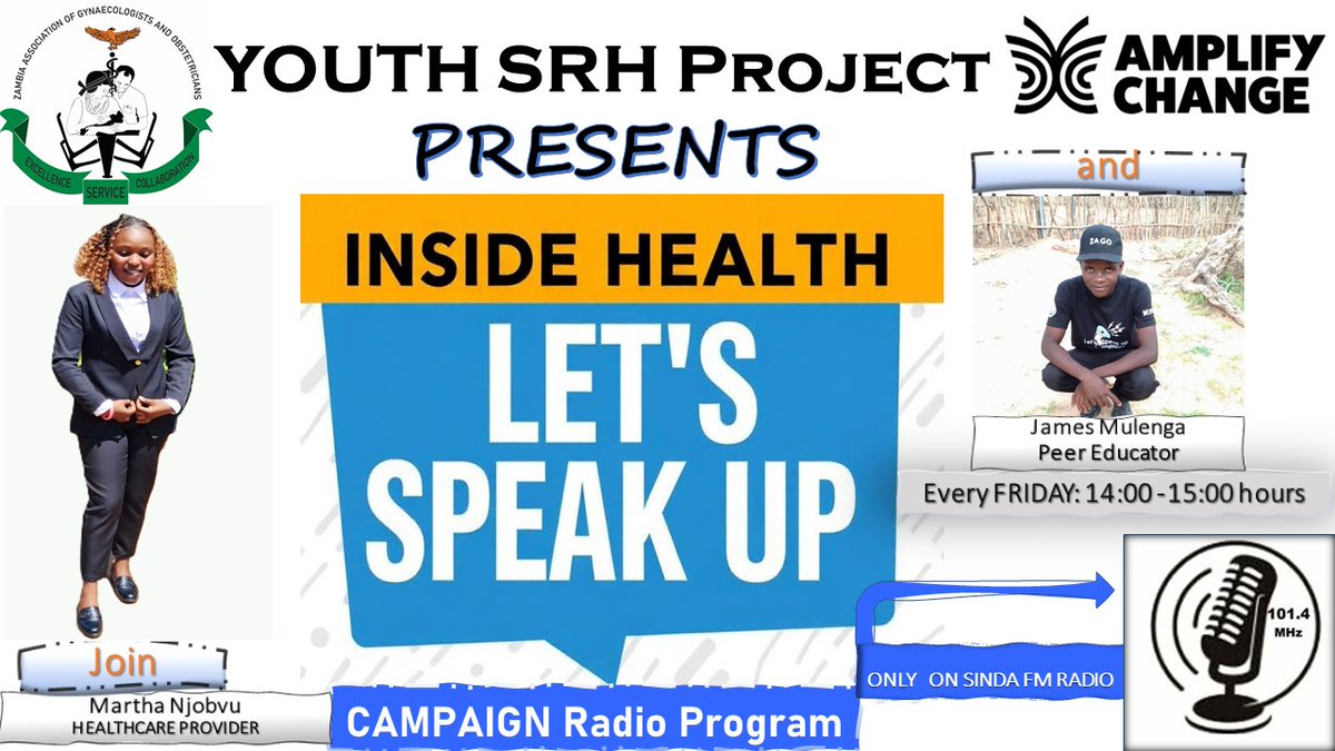We are LIVE on AIR this afternoon from 14:00 to 15:00 hours on SINDA FM Radio, 101.4 FM discussing Family Planning &amp; Contraception.
Be part of the conversation!
#familyplanningmethods
#FamilyPlanningMatters
#FamilyPlanningServices
#adolescenthealth
#AmplifyChange
#ZAGOSavingLives