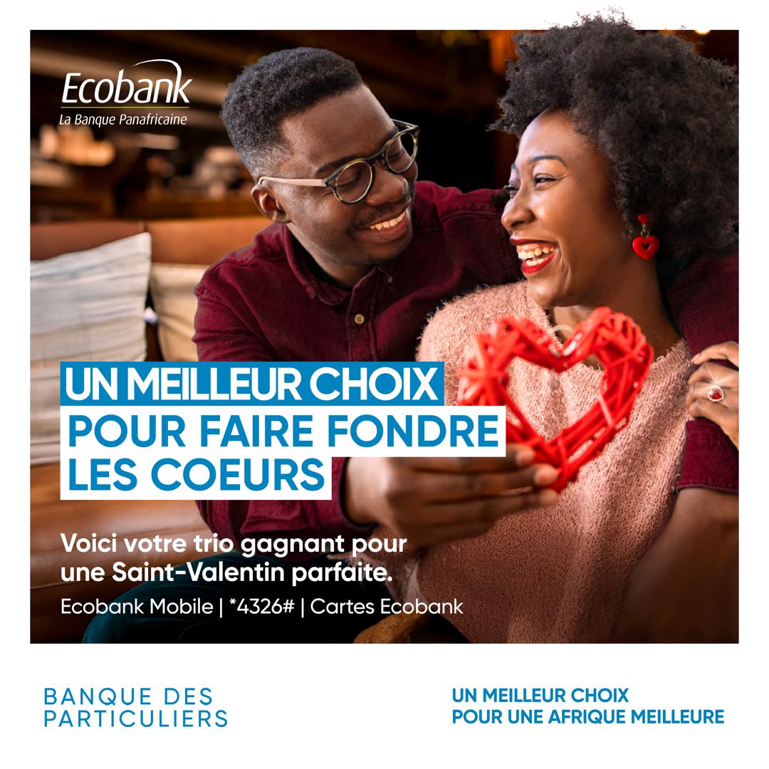 La Saint-Valentin, c’est bien plus qu’une date… c’est l’occasion de rappeler à ceux qu’on aime combien ils comptent.
Avec Ecobank, partagez vos sentiments en toute simplicité grâce à des solutions de paiement digital rapides, fiables et accessibles à tout moment

#SaintValentin