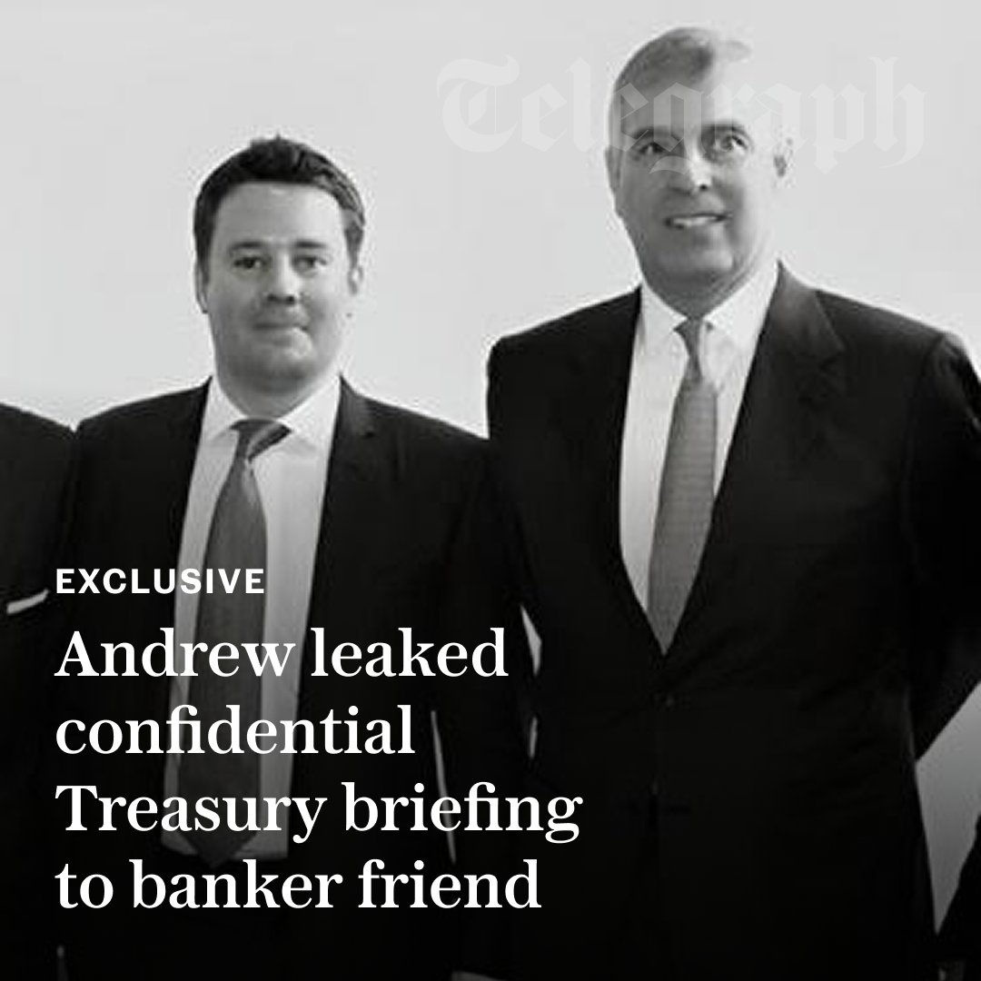🚨 EXCLUSIVE: Andrew Mountbatten-Windsor forwarded a confidential Treasury briefing to a banker friend while he was trade envoy, The Telegraph can reveal.

Read the messages here ⬇️
telegraph.co.uk/royal-family/2…