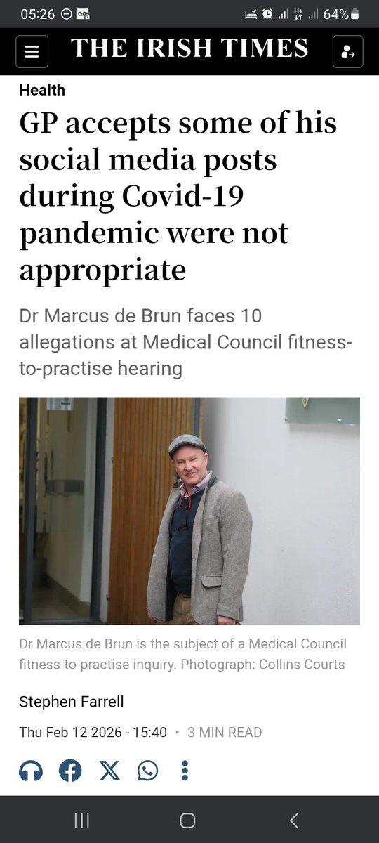 Dear Editor &amp; Readership of the Irish Times.

It is somewhat refreshing to read your article of 12/2/26 that refers to me and to my Twitter account, and more specifically  to two Twitter posts that were posted on my account several years ago, and are no longer available even to