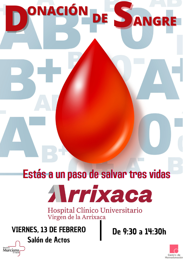#FelizViernes ,en la #RegióndeMurcia hacen falta más de 250 #DonacionesdeSangre al día para hacer frente a la demanda de nuestros hospitales. 
"Tu sangre siempre hace falta" 

🩸Te esperamos esta mañana en👇
📍 <a href="/AreaUnoArrixaca/">Área 1 Arrixaca</a> <a href="/Murciasalud/">Murciasalud</a> 
⏰de 9:30 a 14h