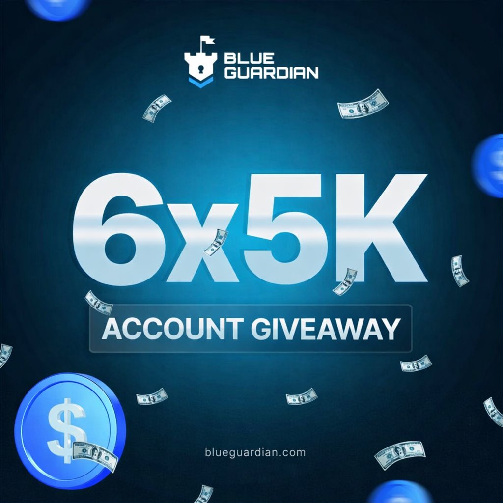 🚨 𝗕𝗟𝗨𝗘 𝗚𝗨𝗔𝗥𝗗𝗜𝗔𝗡 𝗚𝗶𝘃𝗲𝗮𝘄𝗮𝘆! 🚨

Win 6 × $5K 𝗖𝗵𝗮𝗹𝗹𝗲𝗻𝗴𝗲𝘀 💸

To Enter ⬇️

1️⃣ Follow: <a href="/gul_trader/">GUL TRADER</a> <a href="/risers343/">RISE</a>  <a href="/BlueGuardiancom/">Blue Guardian</a> <a href="/GuardianTvLive/">GuardianTV</a> <a href="/GuardianFutures/">Blue Guardian Futures</a>

2️⃣ Like + Retweet + Tag 3 Friend

3️⃣ Join Discord (Mandatory): discord.gg/E74rY9qA4D

⏳