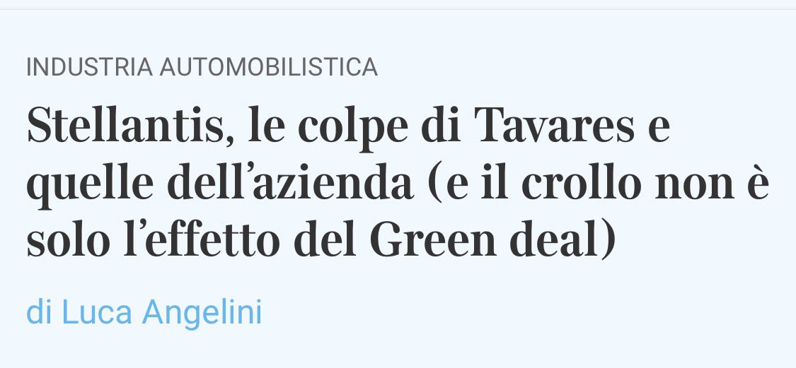 AAANodari's tweet photo. Parlare della crisi di Stellantis  su @Corriere e riuscire, in un articolo chilometrico, a non parlare MAI della palese inadeguatezza e delle scelte scellerate di Elkann è francamente imbarazzante. Curioso di sapere cosa ne pensa @CarloCalenda https://t.co/u682hHpvIj