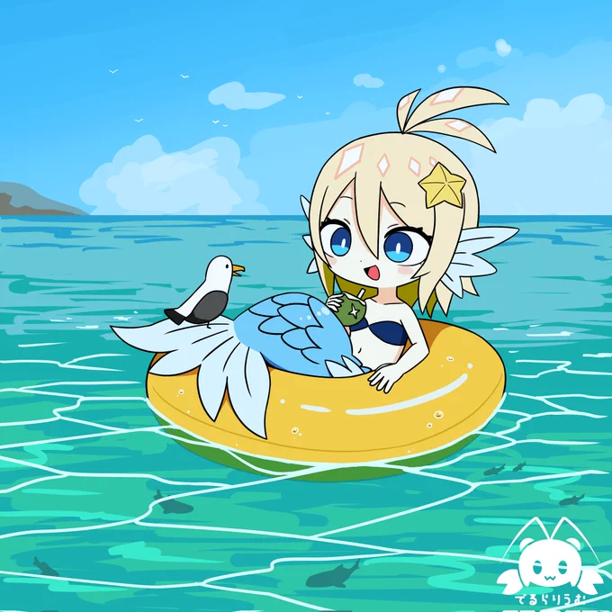 #水に関係あるやつ ロブスターちゃんと人魚のOC