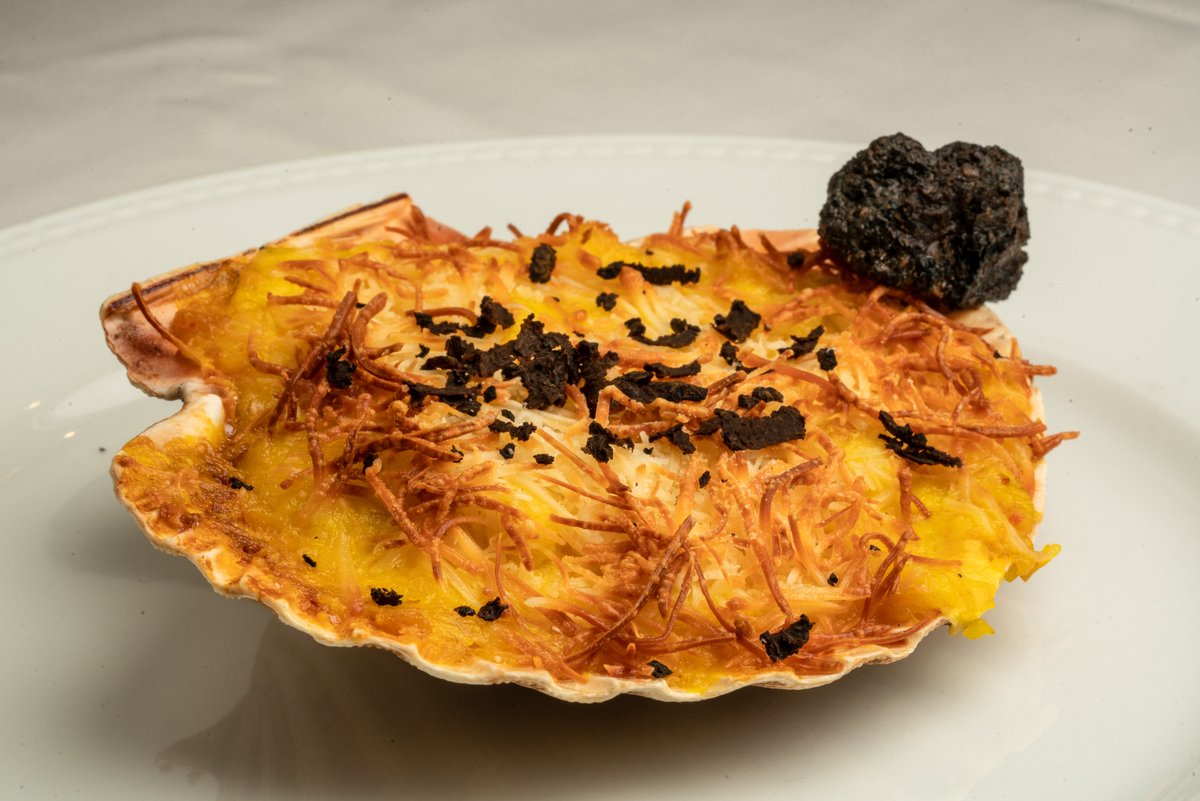 1. Trufa negra, producto de la tierra y orgullo soriano. Ven a descubrir su sabor donde nace gracias a platos como esta Vieira gratinada con Tuber Melanosporum del Mesón castellano de Soria capital.
#SoriayTrufa #TrufadeSoria