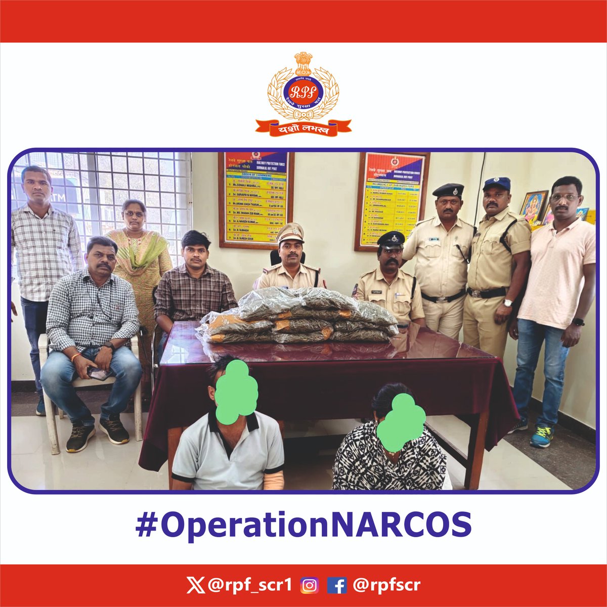 Two drug peddlers attempting to smuggle 10 kg of Dry Ganja worth ₹5 lakh by train were apprehended at #Dornakal Station by a joint team of #RPF #Dornakal and #STF #Mahabubabad. #OperationNARCOS

<a href="/RPF_INDIA/">RPF INDIA</a> <a href="/RailMinIndia/">Ministry of Railways</a> <a href="/rpfscr_sc/">RPF Secunderabad DIV</a> <a href="/SCRailwayIndia/">South Central Railway</a>