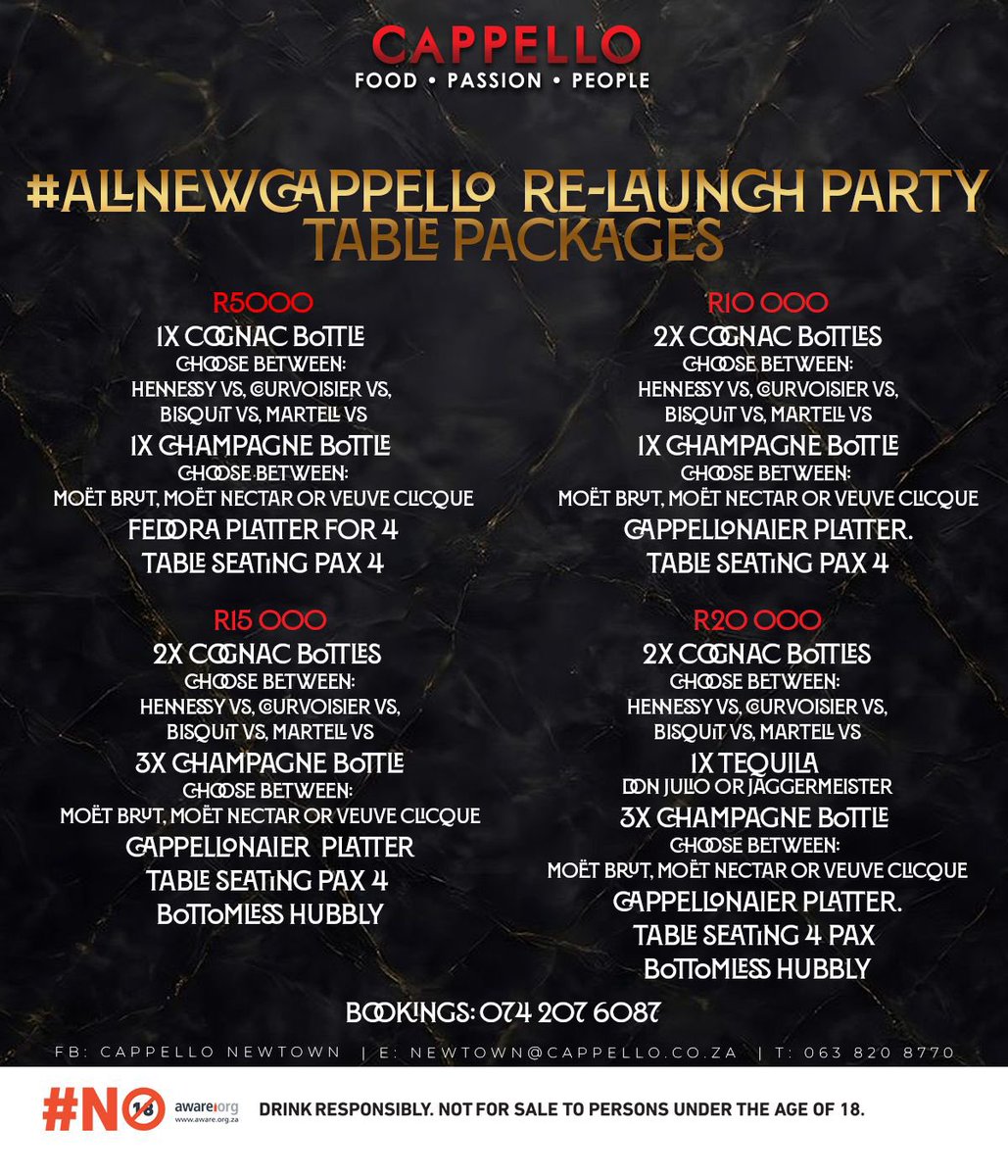 Table bookings officially open.