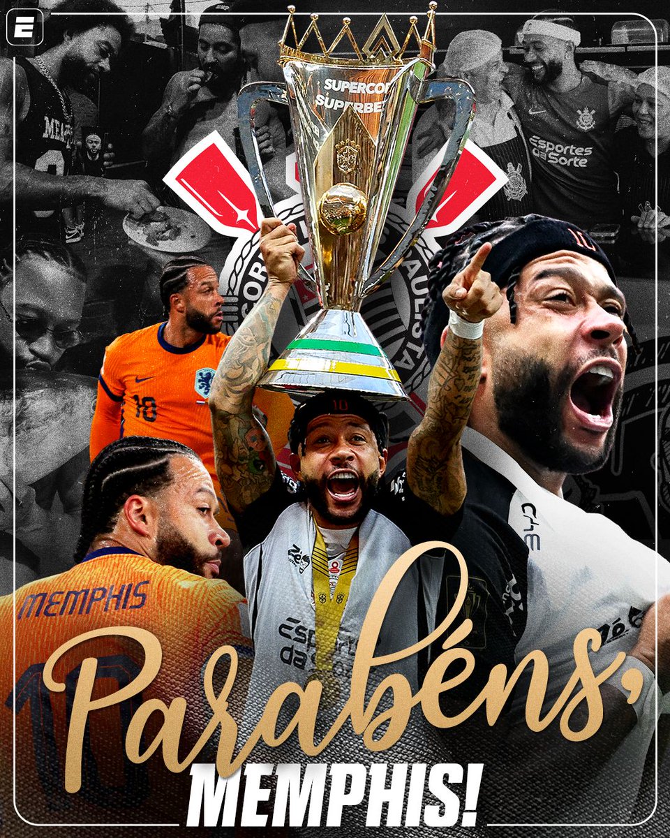 ESPNBrasil's tweet photo. DEIXA O CHEFE BALANÇAR 🎶😎

Hoje o dia todo é dele: Memphis Depay! O Chefe vem fazendo história no Corinthians e já levantou taças do Campeonato Paulista, Copa do Brasil e Supercopa com o clube, sendo peça fundamental no Timão e amado pela torcida! Feliz aniversário para o astro holandês mais brasileiro que você conhece!

#FutebolNaESPN #Corinthians #MemphisDepay