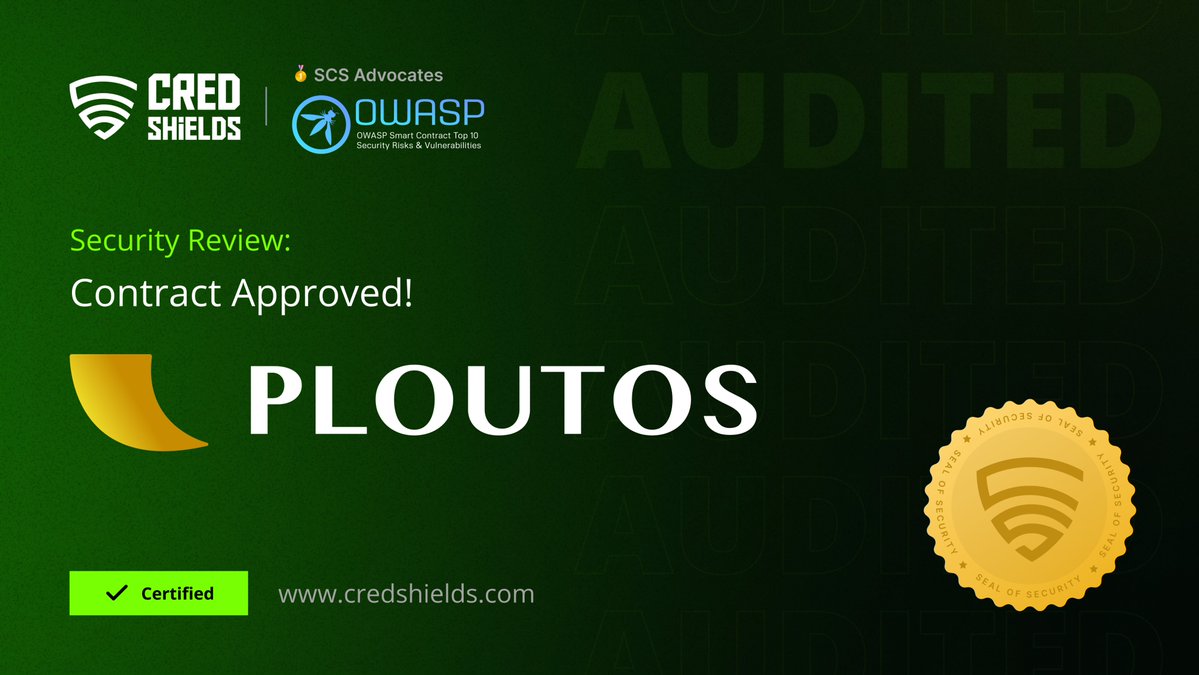 CredShields's tweet image. Security Review: Complete! ✅

CredShields has conducted a thorough security review for @ploutos_money, ensuring their blockchain ecosystem is protected with precise checks and robust measures.

Explore the full review here:
github.com/Credshields/au…
