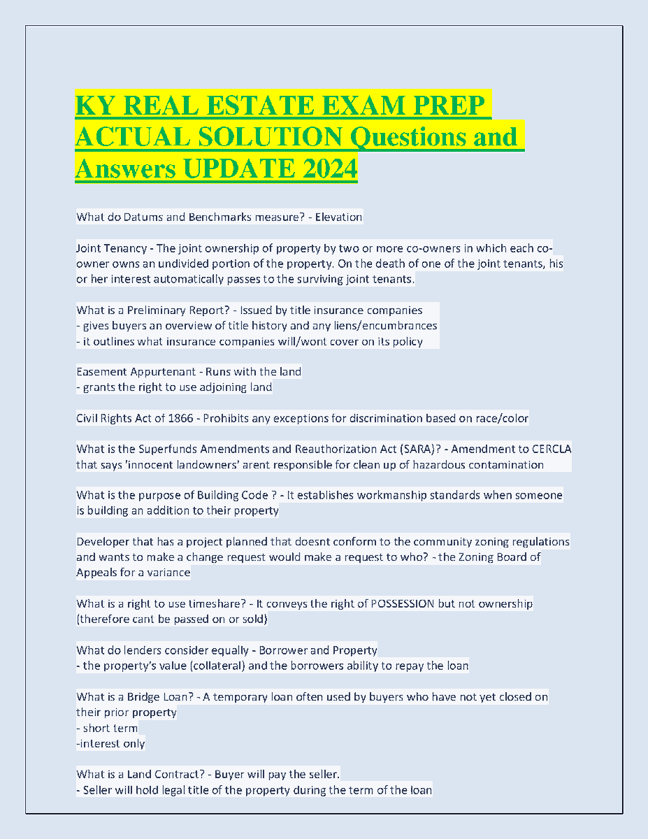 learnlounge01's tweet photo. 2024 Ky Real Estate Exam Prep Actual Solution Questions And Answers By Author Name
#KyRealEstate #KY #KentuckyState #Kentucky2026 #hackedexams 

https://t.co/627KQclHh5 https://t.co/ZA8N9lSl2S