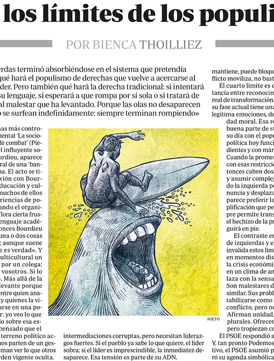 Ilustración para la Tercera sobre los límites de los populismos de Bienca Thoilliez en <a href="/ABC/">ABC News</a> (Léase aquí: abc.es/opinion/bienca…)