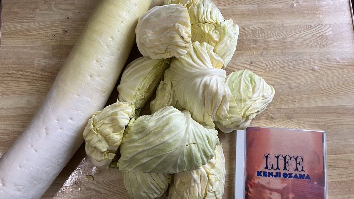 tsuki_sushisuki's tweet photo. ファンの皆様お待たせ致しました今週の野菜の時間です!
大根168円!切られたキャベツはバケツいっぱいで100円!
合計289円!キャベツは早めに食べなきゃね!鍋だね!
\\\\٩( 'ω' )و ////
大きさ比較用に小沢健二のLIFE添えます。
ウォゥベイビーラブリーラブリーウェイ!
#野菜
#やさい
#yasai https://t.co/x5SuHqOlJx
