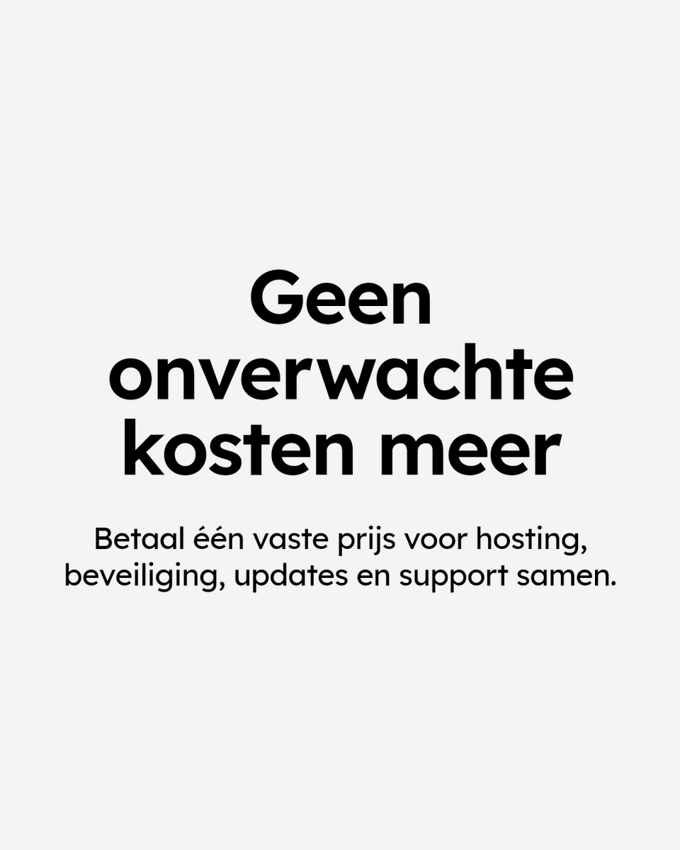 Waarom een vaste maandprijs? Geen verrassingen. Hosting, beveiliging, updates en support in één pakket. Houd grip op je online succes en groei zonder zorgen.

Wij zijn er voor je twelvebricks.com/contact
