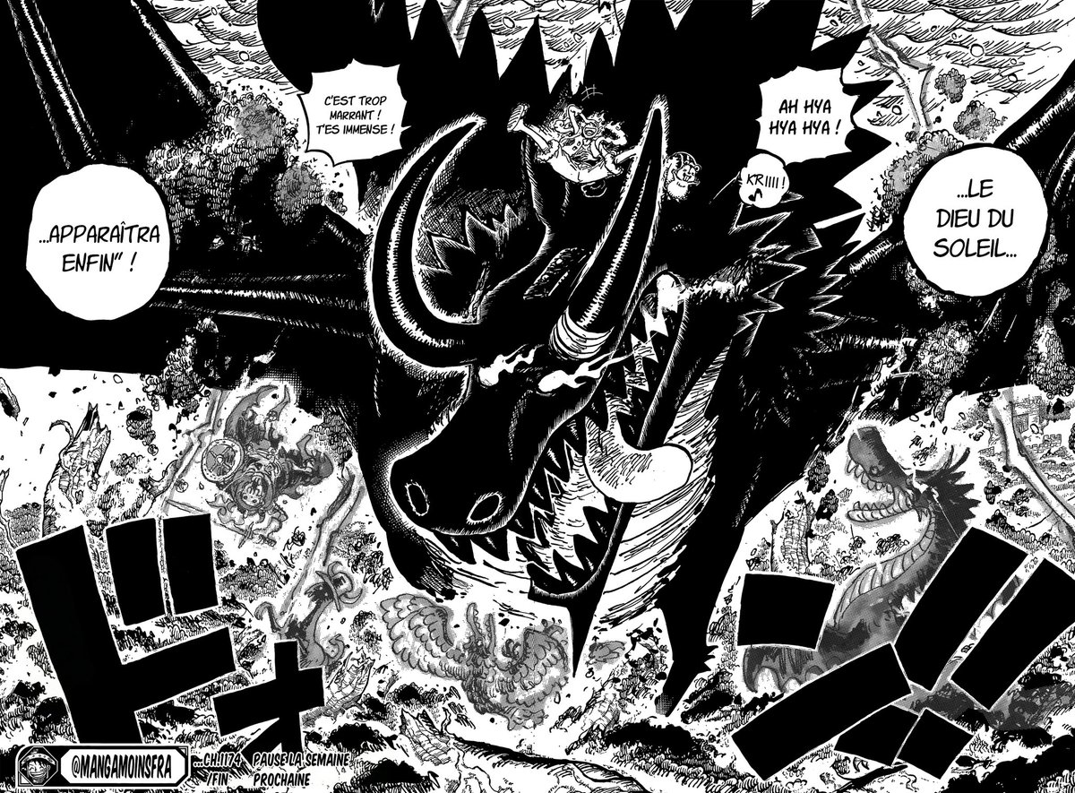 Asberhug's tweet photo. #ONEPIECE1174 #ONEPIECE

Loki quel est ce fruit qui te rend si loufoque, immense et incroyablement puissant !!! Tu gèles tout sur ton passage on dirait, en plus de faire gronder le ciel de ta seule présence ! 👀

Le chara-design est assez sympa tout de même, Luffy forme géante paraît si normal maintenant 🤣

Mais maintenant demandons-nous qui entre Luffy et Loki, les géants vont prendre pour le dieu du soleil ? Je mise au départ sur Loki !