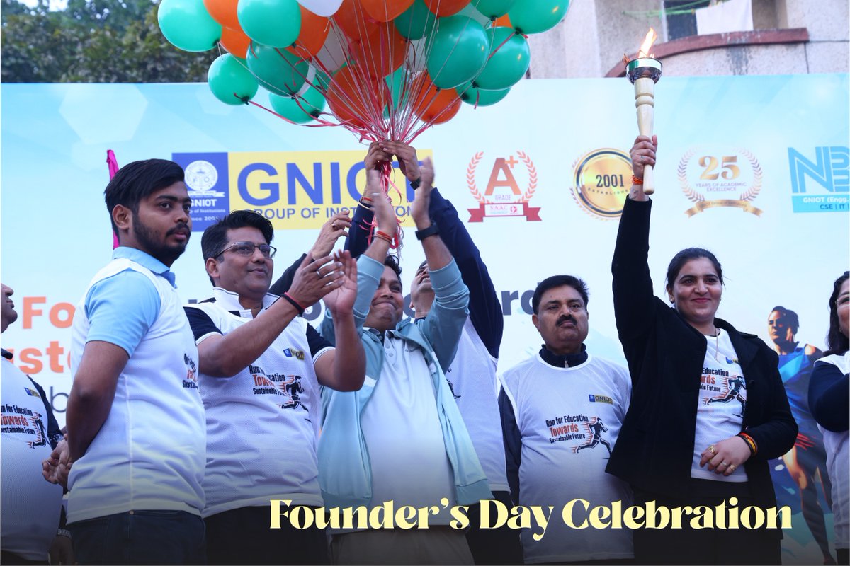 GNIOTCollege's tweet photo. GNIOT marked 25 Years of Excellence with Run for Education Towards a Sustainable Future. Chief Guest Nirmal Bhati inspired participants as students and faculty ran for fitness unity and sustainability.
#GNIOT #SilverJubilee #RunForEducation #SustainableFuture #25YearsOfExcellence https://t.co/PR6TVGyRDF